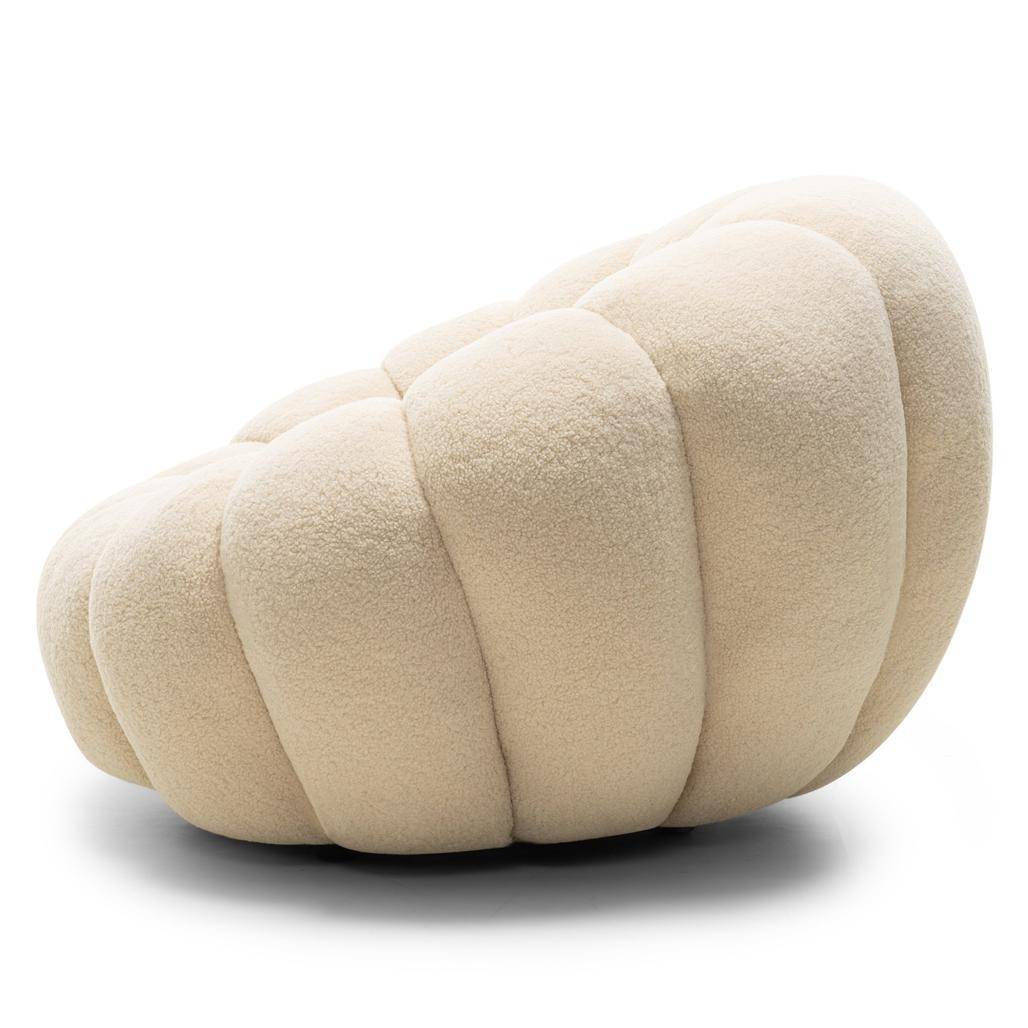 Poltrona girevole LOEL beige, bouclé, forme arrotondate