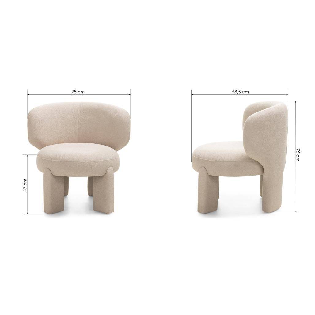 Poltrona imbottita SELENE, beige, bouclé