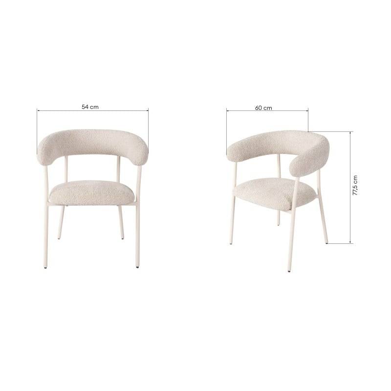 Stuhl MALUA, beige gepolstert, mit weißen Beinen