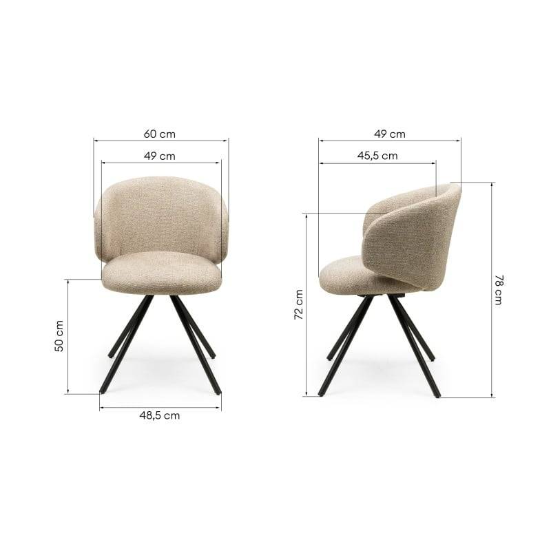 PERLA Poltrona Girevole Mocha con Gambe Nere