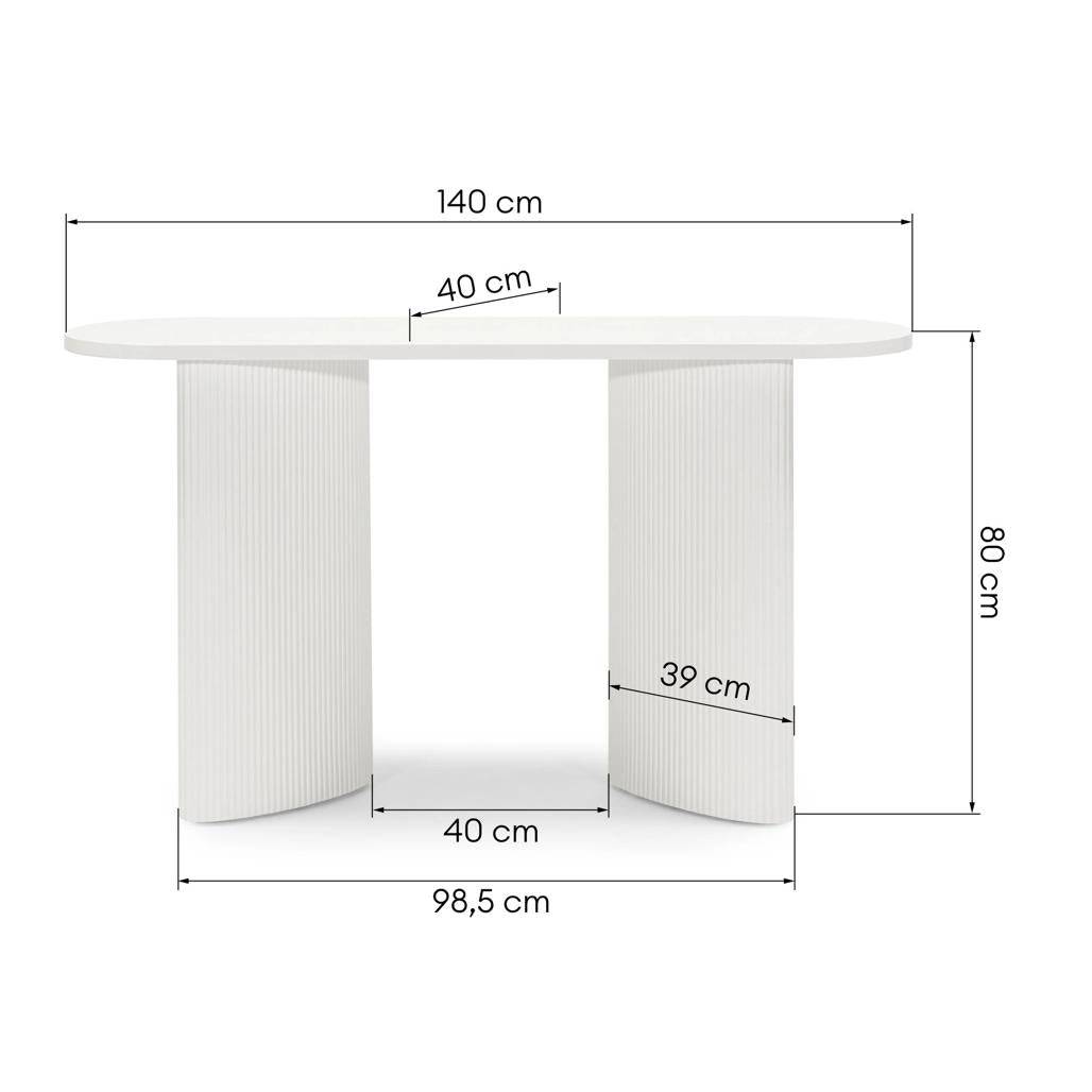 Scrivania/consolle ALREQUIN 140 cm, bianco, gambe lamellari
