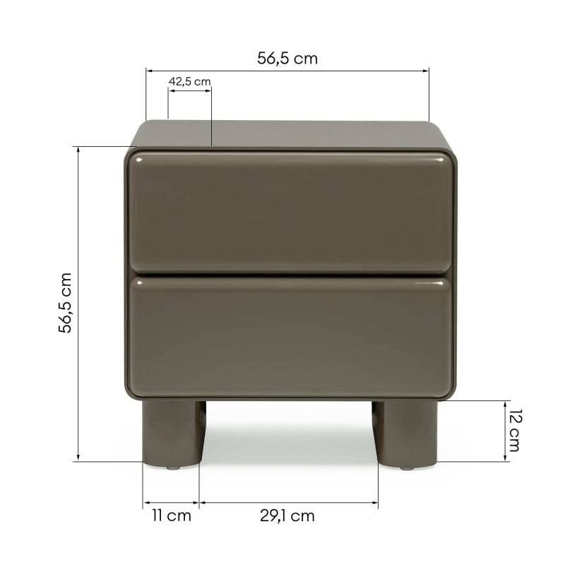 Comodino AGOS con cassetti, verde/grigio, forme arrotondate