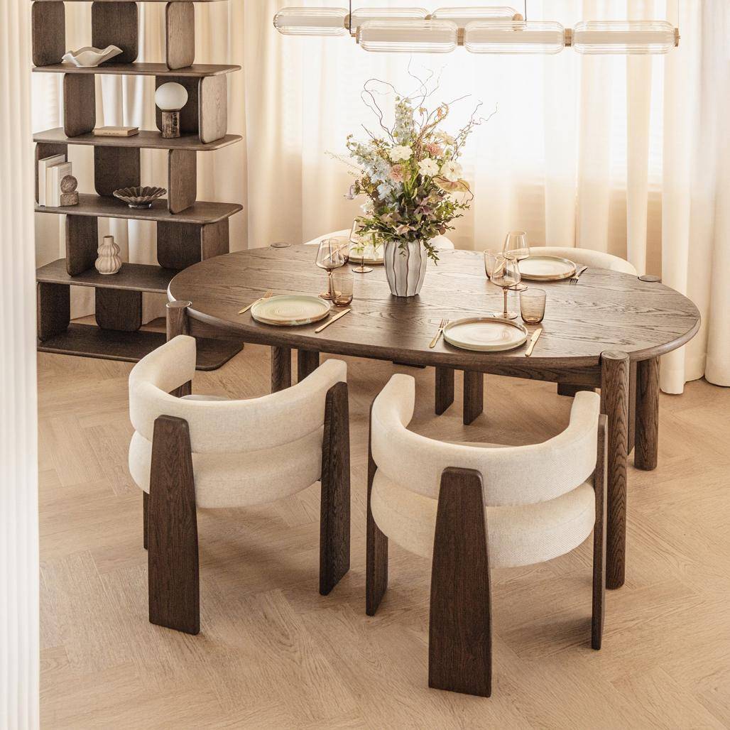 Sedia da Pranzo MOCHA Beige e Rovere Mocha