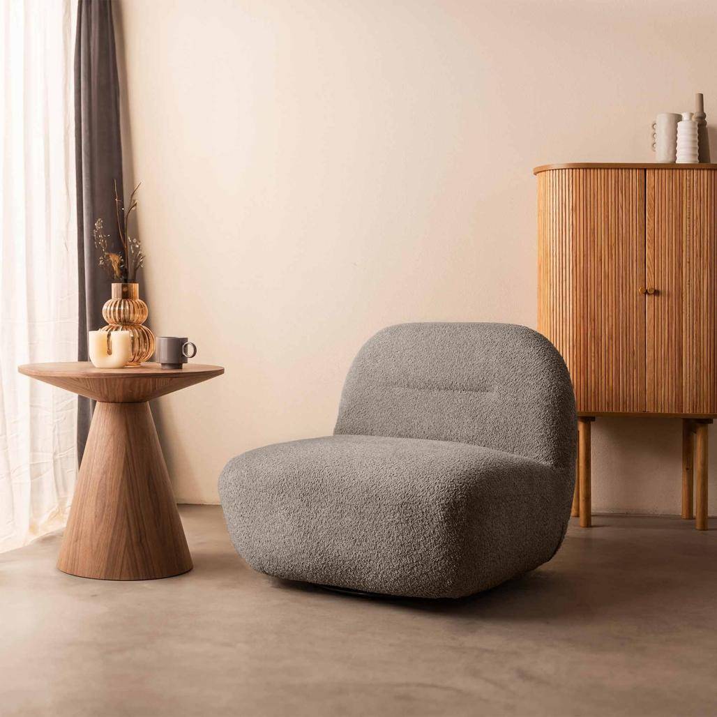 Sessel BOCHIC Drehsockel, Braun-Grau