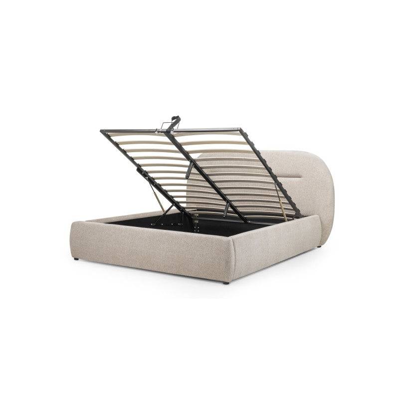 Letto imbottito MALANEL 160x200 cm, beige chiaro, arrotondato
