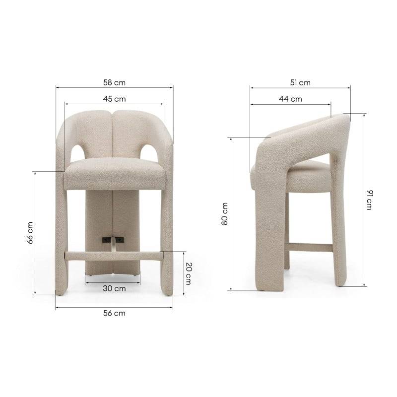 JOEL Sgabello rivestito beige