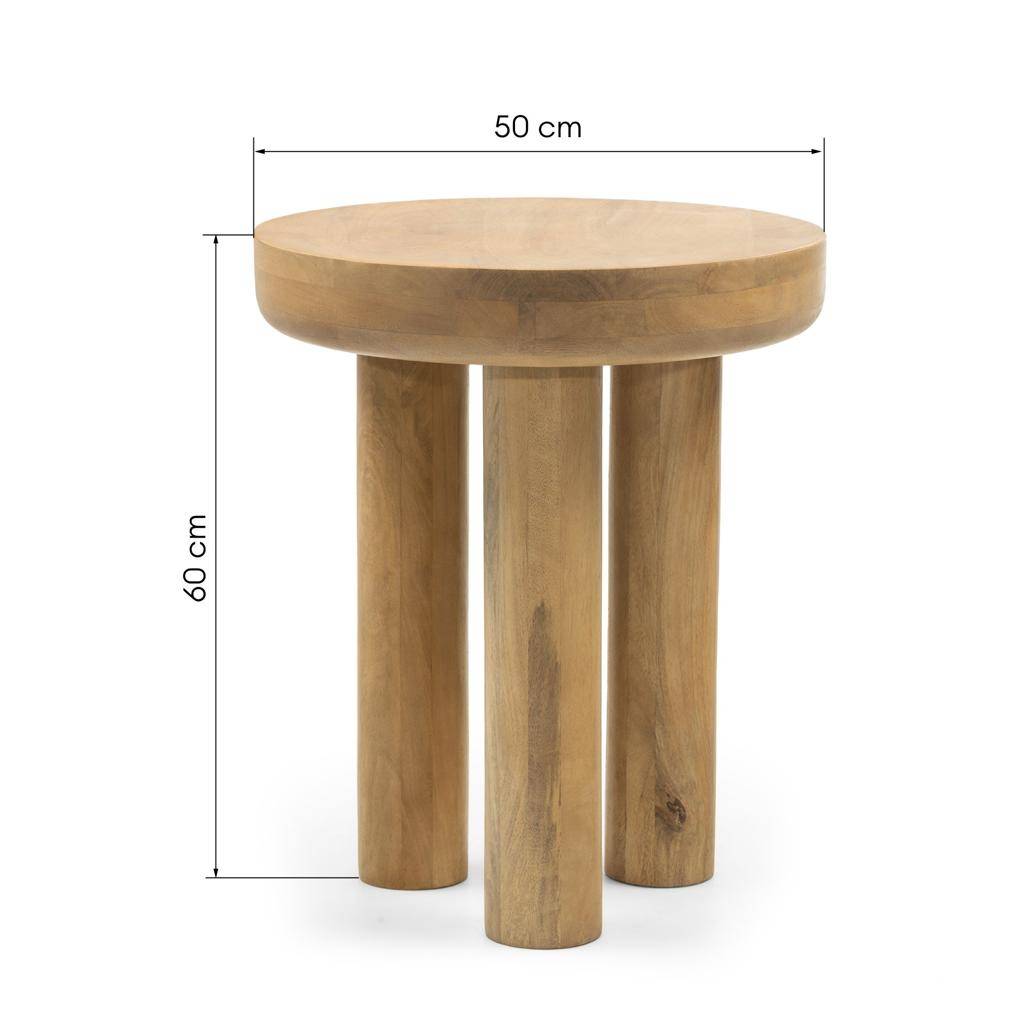 Beistelltisch, rund, 50 cm LANG, Mangoholz