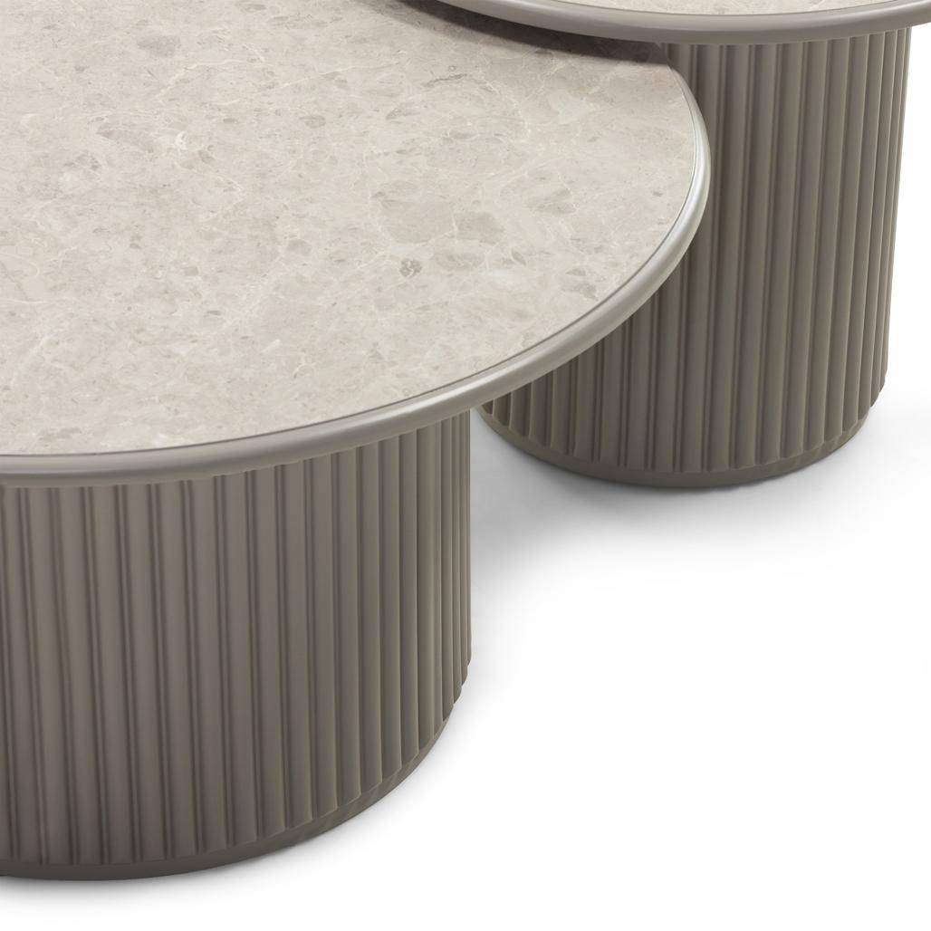Runder Couchtisch ASTI 80 cm, grau, Marmor-Optik