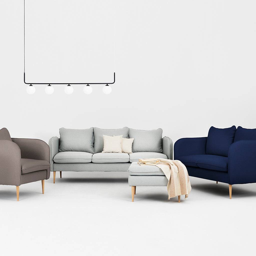 Divano POSH WOOD 2 Posti - Inchiostro, Naturale