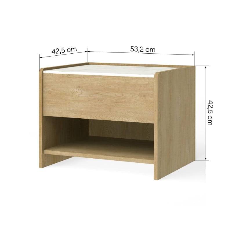 Nachttisch TANNA Cremona Torro Eiche, Crystal Marble