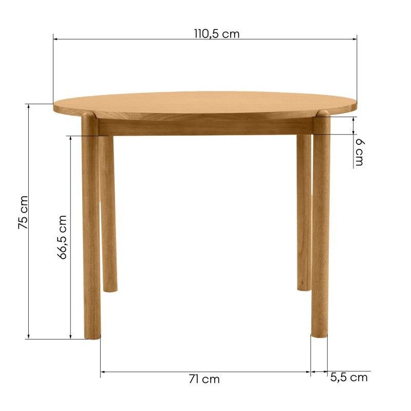 Tavolo OKO rotondo 110,5 cm, legno naturale
