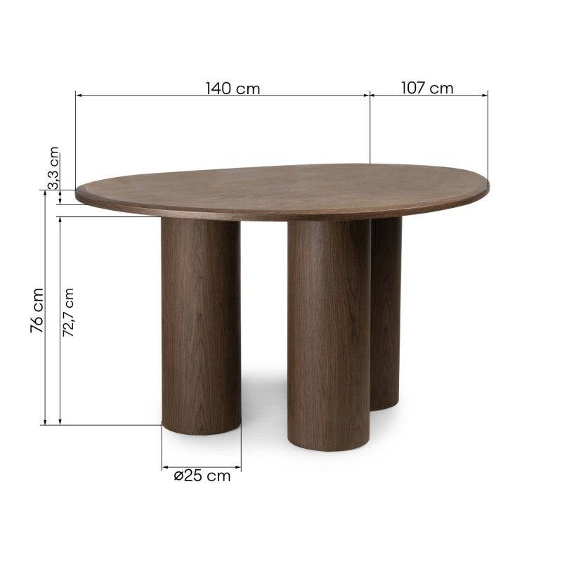 VISPI Tavolo da Pranzo 140 cm, Noce Scuro