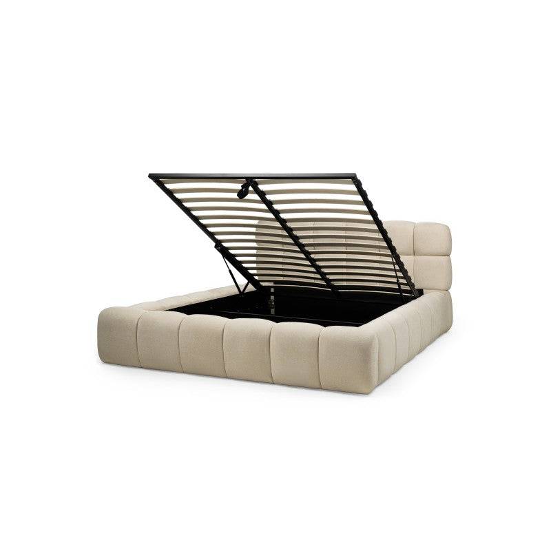 Letto NEXTO imbottito 160x200 cm, beige chiaro con contenitore