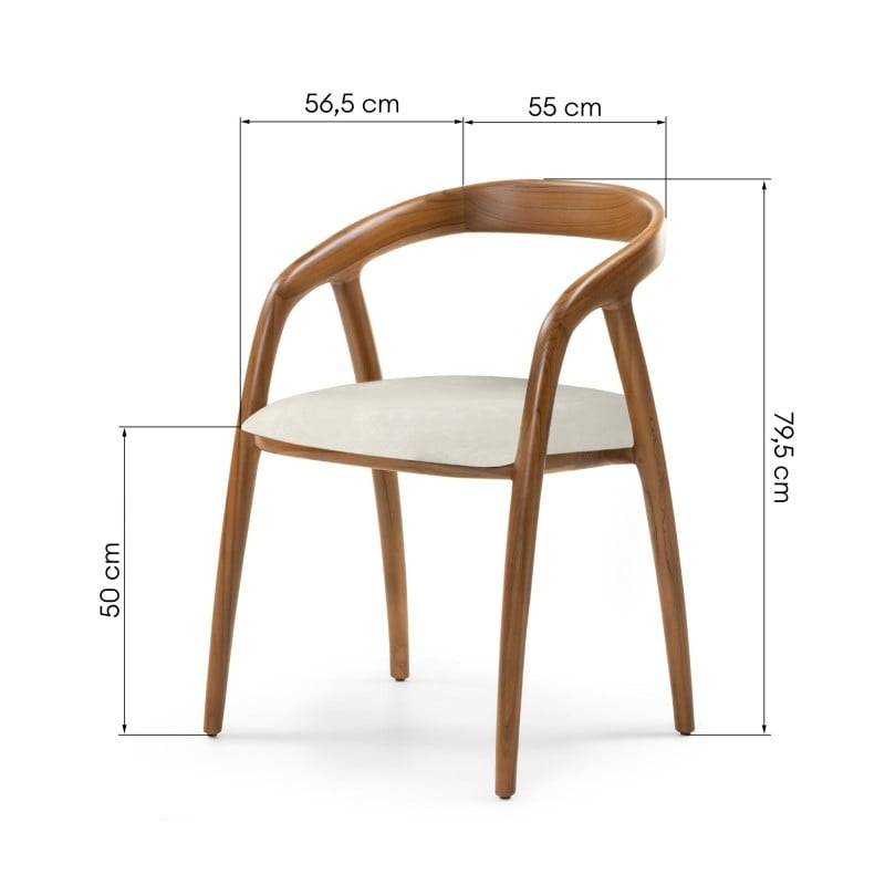 Sedia ONDE, legno naturale/crema, teak