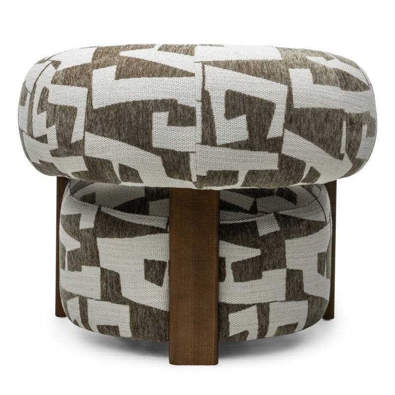 Sessel ANNABEL, olive-creme/nussbaum, abgerundete Formen