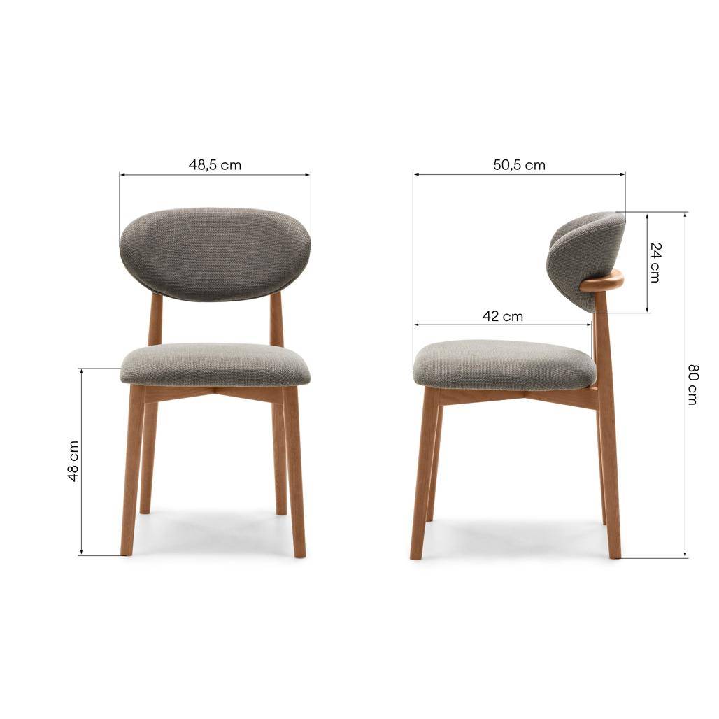 Sedia rivestita MIA, grigio scuro/noce