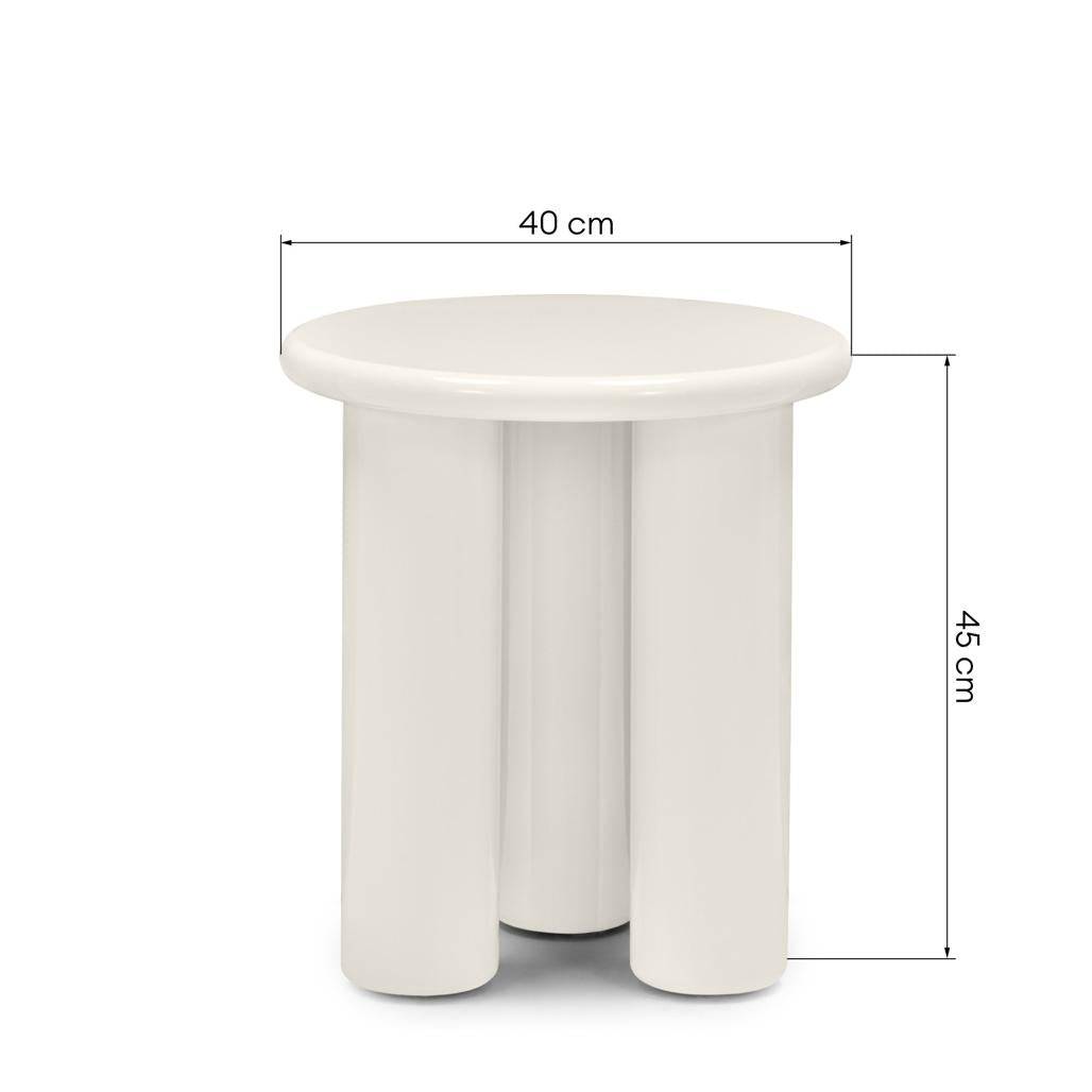 Tavolino laterale LOLA 40 cm, crema, lucido