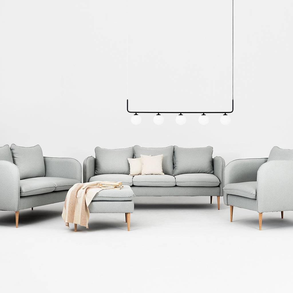 3-Sitzer-Sofa POSH WOOD – Platin, Naturholz