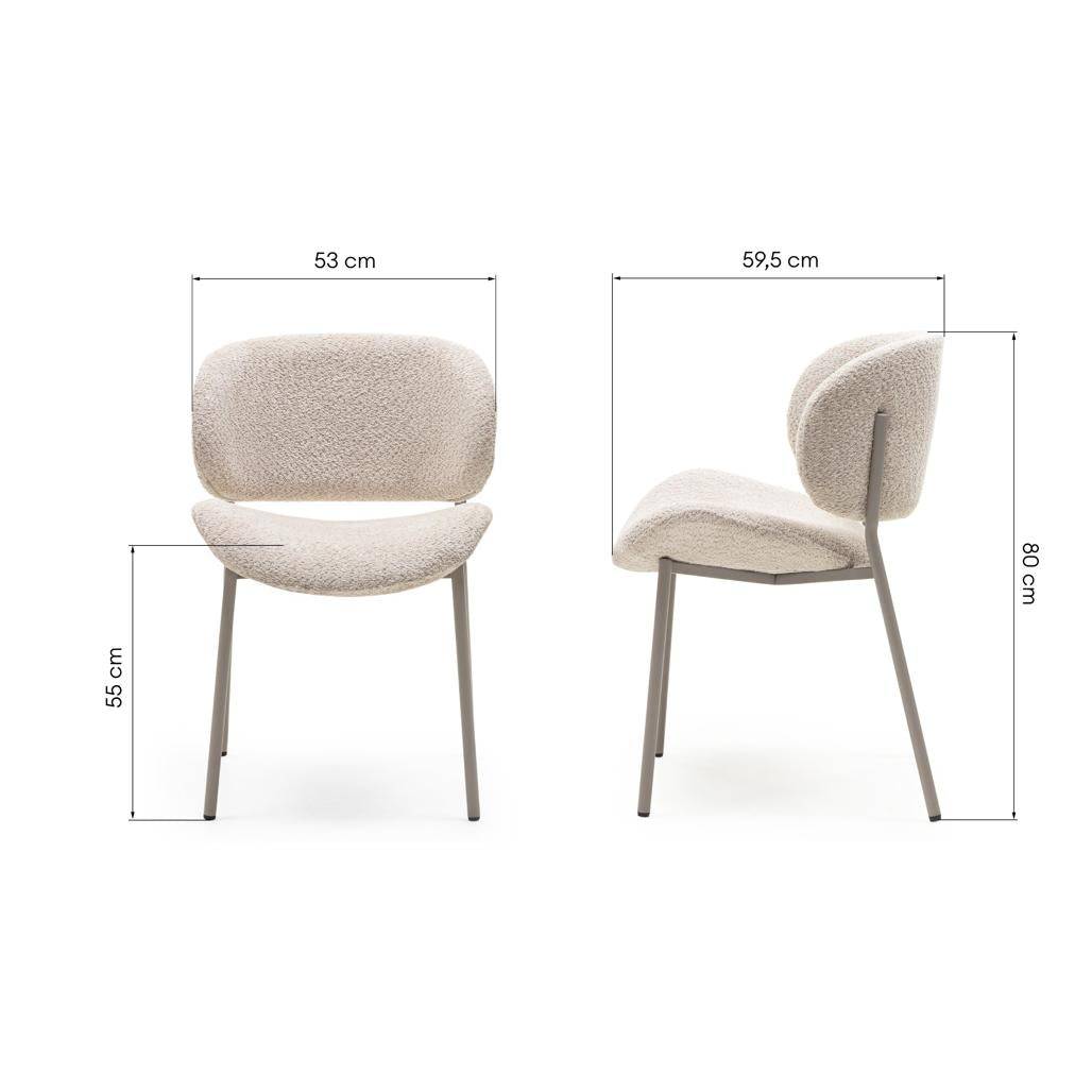 Polsterstuhl SUKRA, Beige, Bouclé