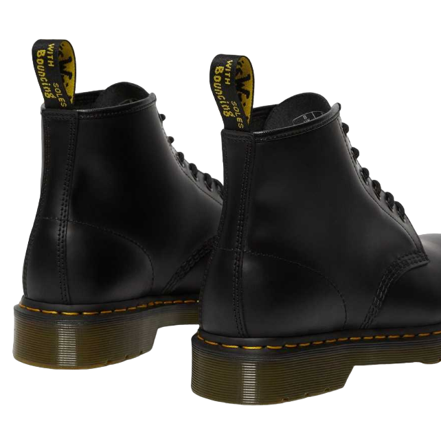 Dr. Martens 101 YS Smooth Anfibio Pelle Nero 26230001 - Stivale 6 Occhielli Cuciture Gialle