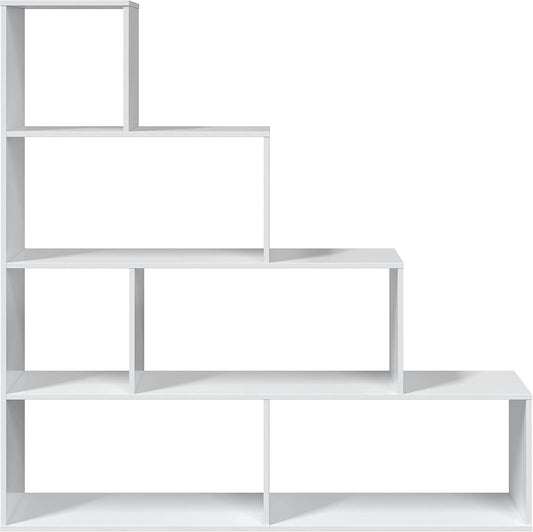 Libreria bianca lucida 145x29x145 cm - Moderna con 6 vani capienti