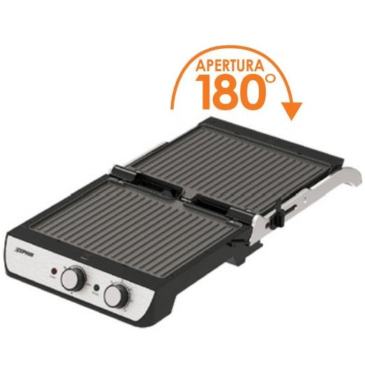 Zephir Bistecchiera 180° Öffnung Elektrogrill für Sandwiches Toaster Timer
