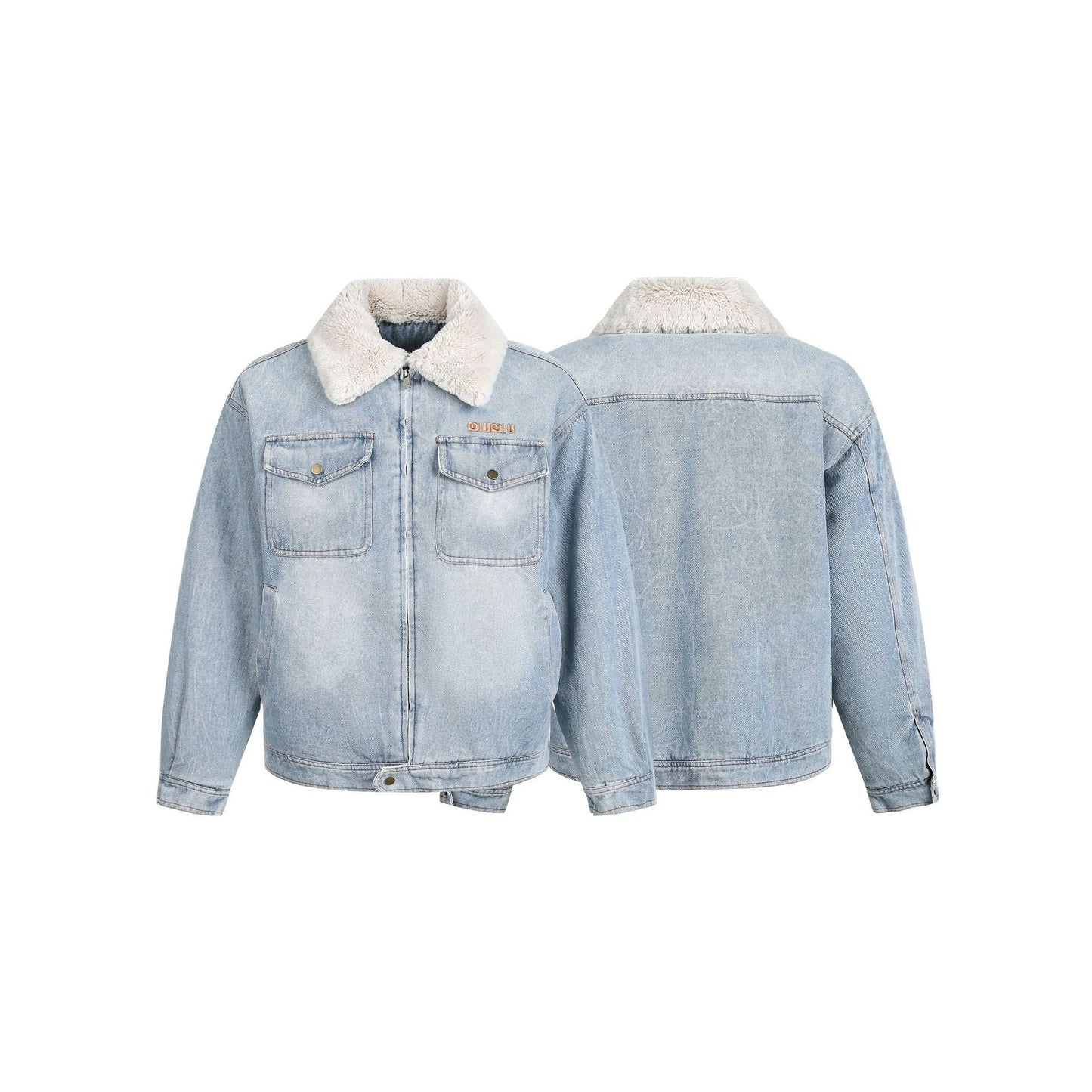 Giacca a jeans per uomo, color celeste con colletto bianco, regular