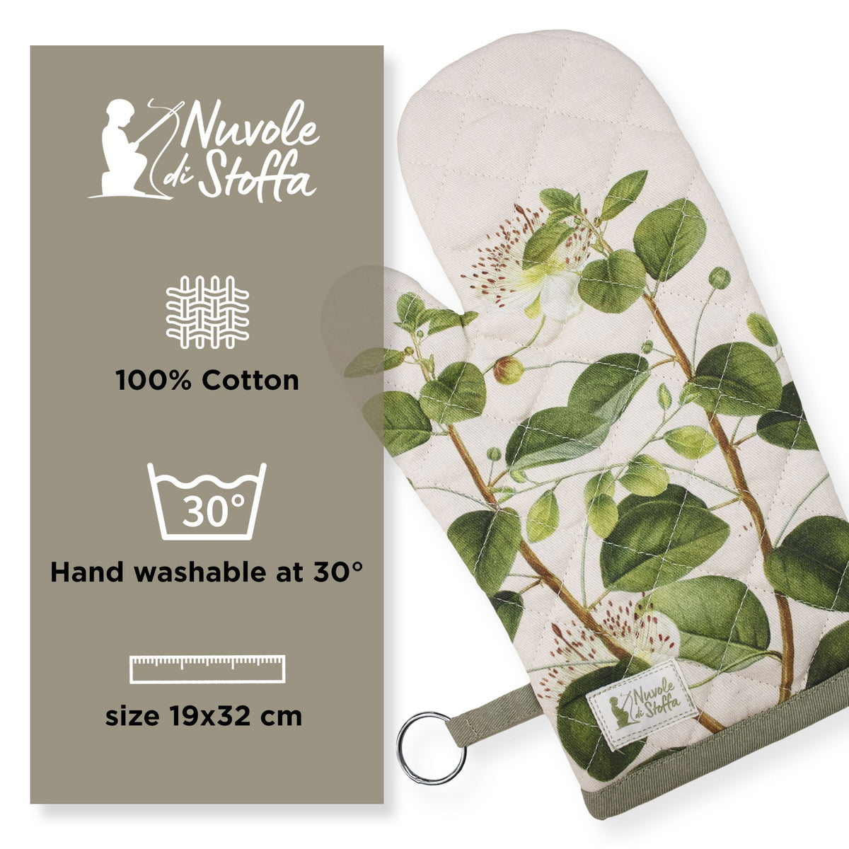 Nuvole di Stoffa Herbarium Shabby Chic Oven Mitt and Pot Holder Cotton 6728