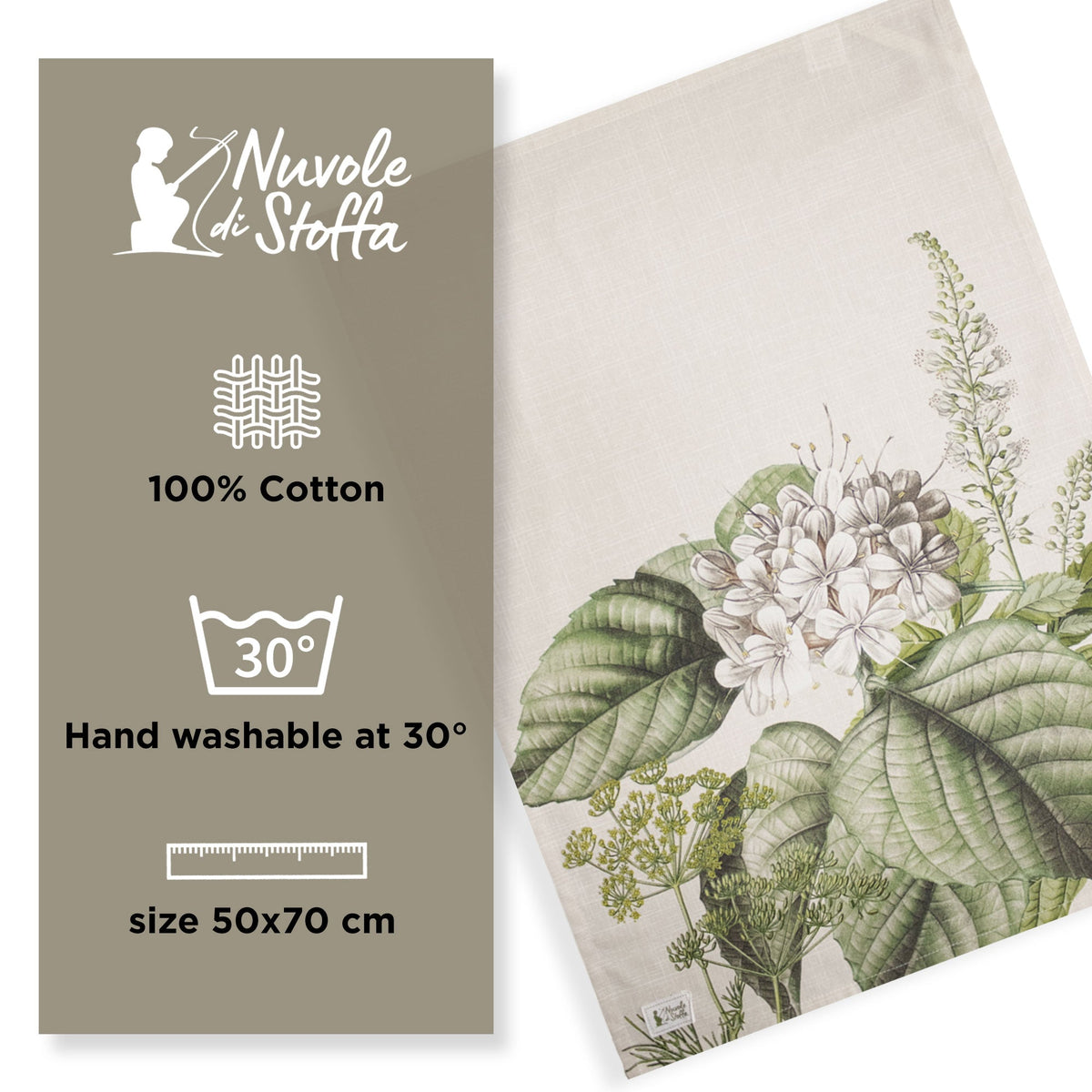 Strofinaccio Nuvole di Stoffa Herbarium Shabby Chic in cotone 6733