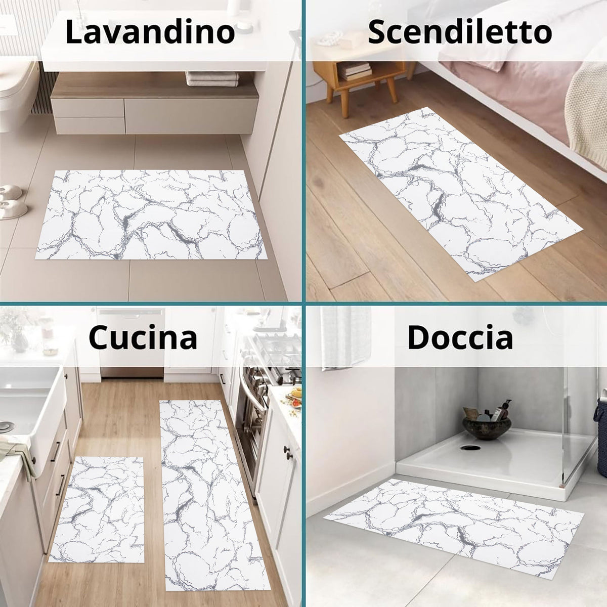 Kitchen rug anti-slip runner by the meter marble effect marbled 7040