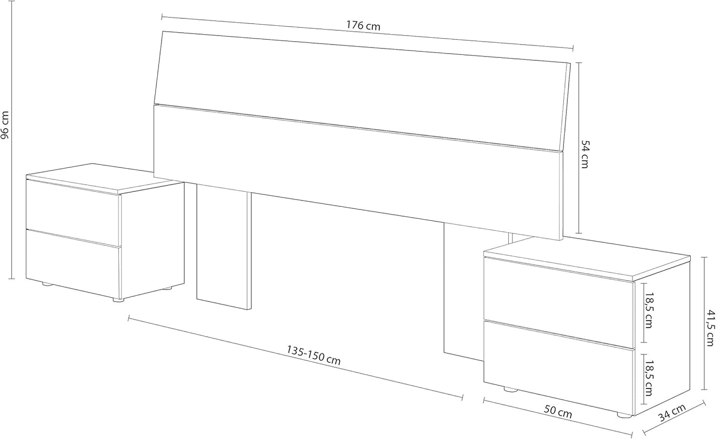 Set Testiera Letto Matrimoniale con 2 Comodini - Bianco Artik e Rovere Alaska