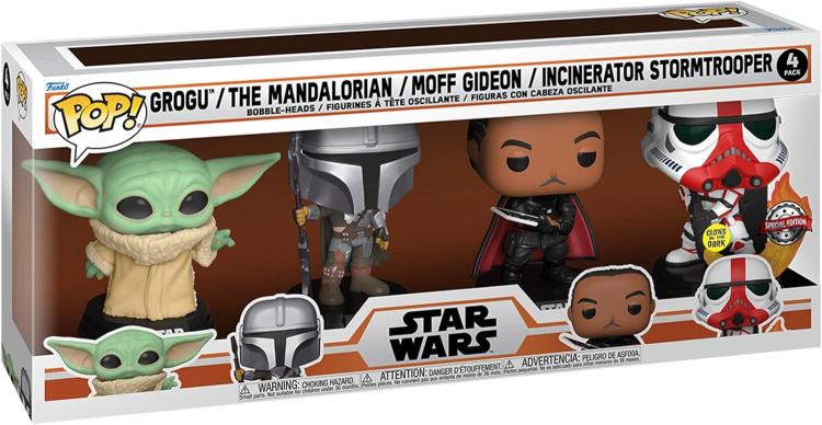 Funko Pop! Star Wars Grogu-Mandalorian-Moff Gideon-Incinerator Stormtrooper- 4er-Pack
