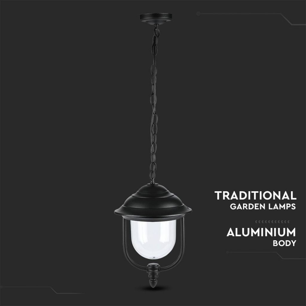 V-TAC LED-Deckenleuchte Laterne E27, L 890mm, Schwarz, IP44, Max. 60W