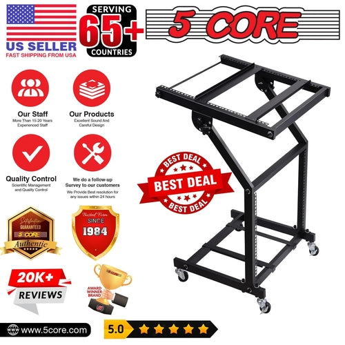 Supporto rack DJ 5Core 9U regolabile con ruote