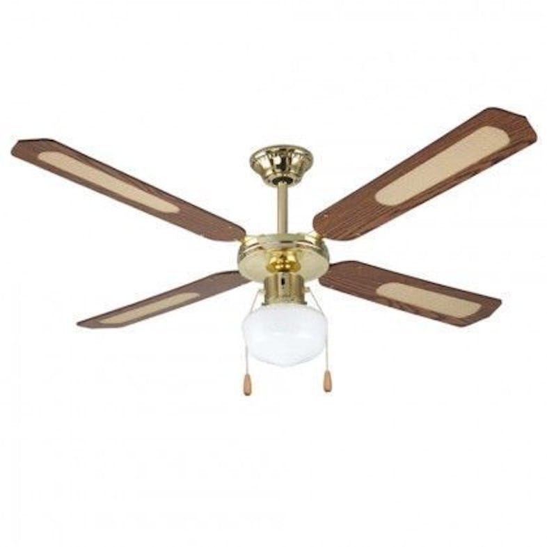 Ventilatore 4 pale legno con lampada 130 cm