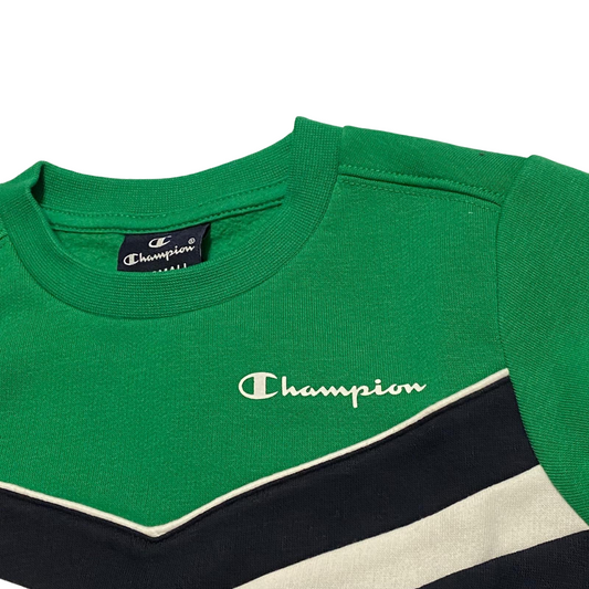 Champion Tuta sportiva con felpa girocollo da ragazzo Lagacy 306593 GS018 verde-blu