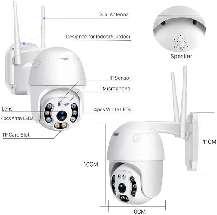IP-Kamera WLAN PTZ Outdoor-Kamera SD IP66 Wireless Speed Zoom 1080P