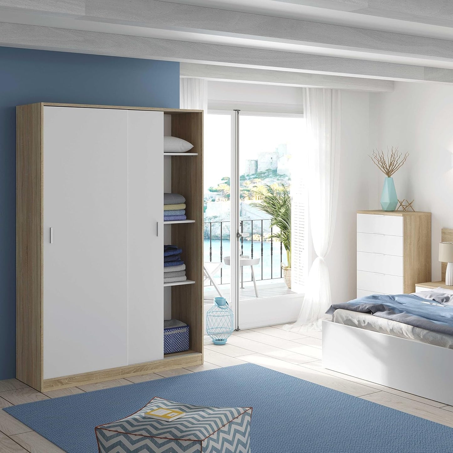 Armadio Bianco con 2 Ante Scorrevoli 120x50x200h