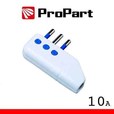 Spina 10A 2P+T uscita cavo 90° polybag