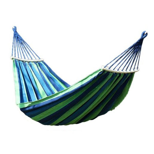 KLASSISCHE EINZELHÄNGEMATTE BAUMWOLLSTOFF HOLZRAHMEN 80X200 GARTEN CAMPING B