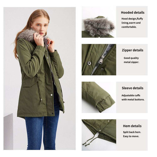 Giubbotto Parker donna, imbottito con cappuccio