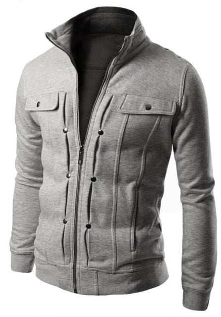 Cardigan con bottoni uomo – Giacca casual in cotone e poliestere con collo stand