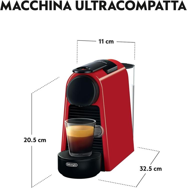 De'Longhi Nespresso Essenza Mini En85.B Macchina Da Caffè 0.6l Red + 14 Capsule