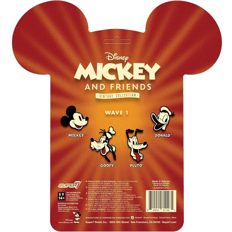 Super7 Disney Mickey & Friends "Pluto" Action Reaction Figur Hund Micky Maus 9Cm