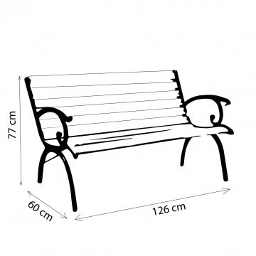 Panca in ghisa e legno Real - Dimensioni: cm 126 x 60 x 77 h