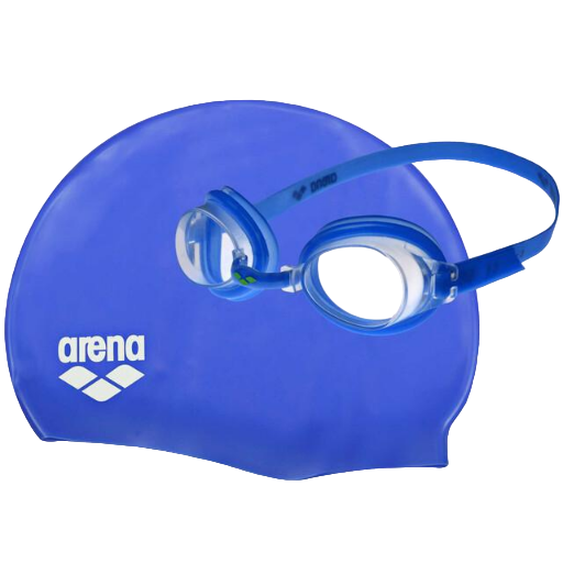 Arena complete swimming cap and goggles for children Pool Set 92423 70 blue clear