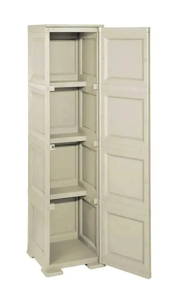 Besenschrank Tontarelli, 1 Tür, Angora, 40x43x164h cm