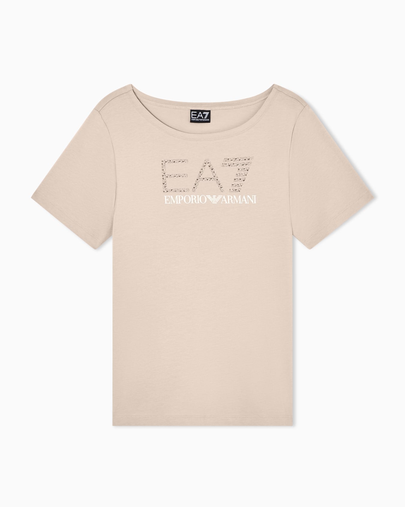 EA7 Emporio Armani T-shirt Donna Logo Series Jersey Cotone Stretch Beige - 7W001098