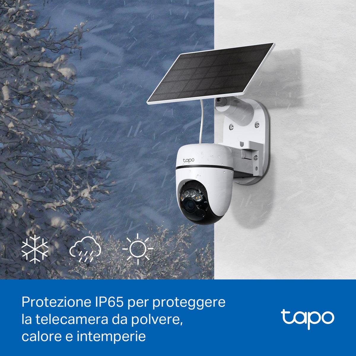 Tapo C610 KIT Telecamera WiFi Esterno 2K 3MP Senza Fili con Pannello Solare, 360° PTZ