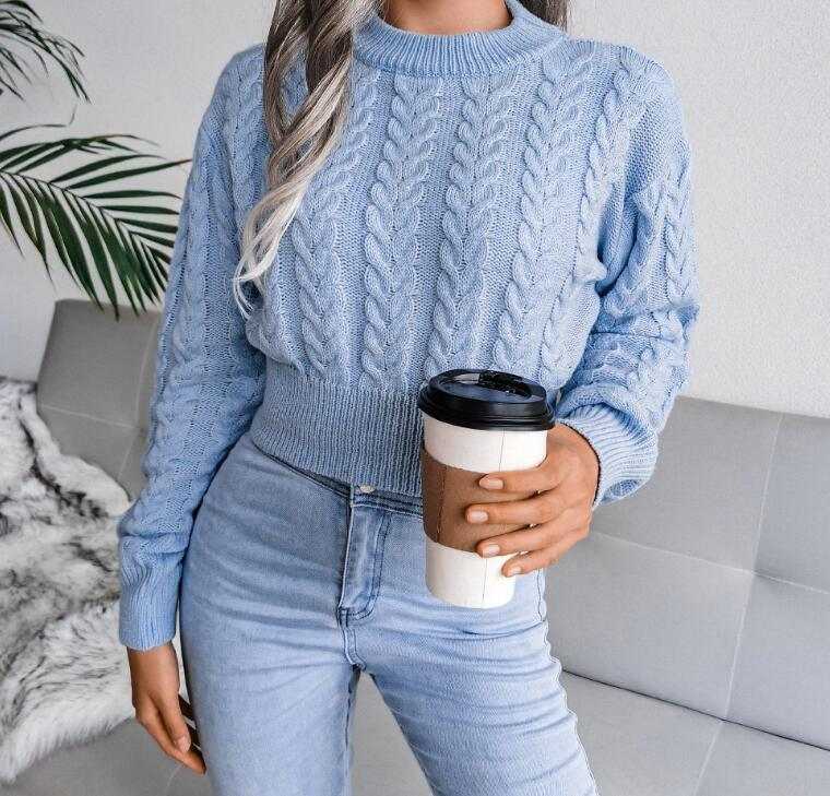 Maglione donna Autunno Inverno Vintage Solid Twist Cropped Maglione